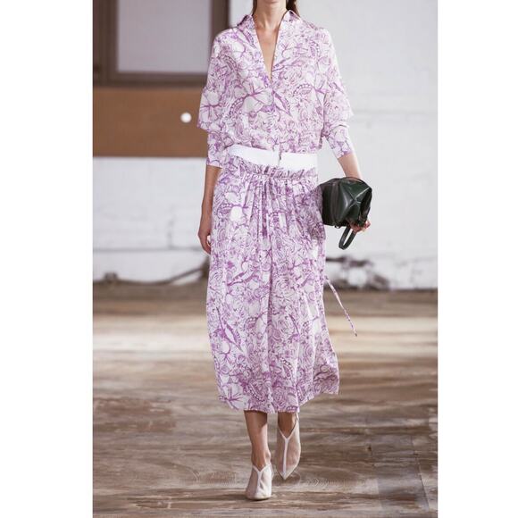 NWOT TIBI Shirt Blouse Tunic XS Purple Floral Button-Up Long-Slv”Isa-Toile-Crepe - Picture 1 of 13